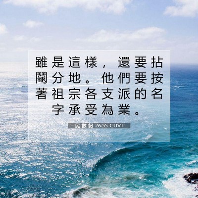 Picture 07 - 民 數 記 26:55 CUVT - 雖 是 這 樣 ， 還 要 拈 鬮 分 地 。 - Bible Verse Picture