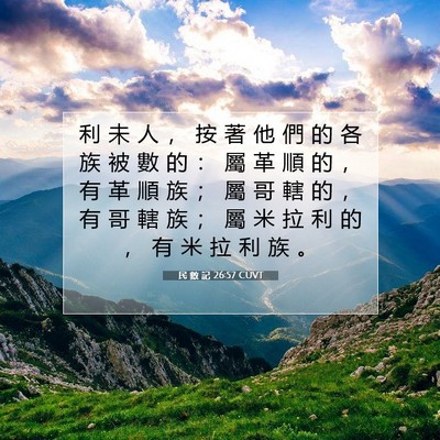 Picture 07 - 民 數 記 26:57 CUVT - 利 未 人 ， 按 著 他 們 的 各 族 被 - Bible Verse Picture