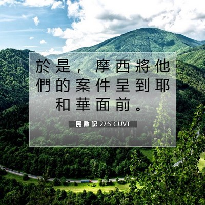 Picture 07 - 民 數 記 27:5 CUVT - 於 是 ， 摩 西 將 他 們 的 案 件 呈 - Bible Verse Picture