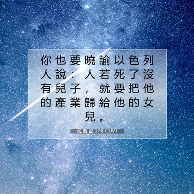 Picture 07 - 民 數 記 27:8 CUVT - 你 也 要 曉 諭 以 色 列 人 說 ： 人 - Bible Verse Picture