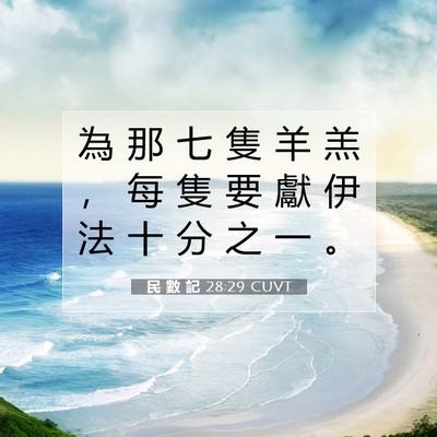 Picture 07 - 民 數 記 28:29 CUVT - 為 那 七 隻 羊 羔 ， 每 隻 要 獻 伊 - Bible Verse Picture