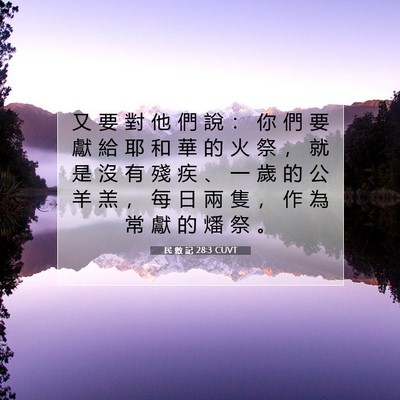 Picture 07 - 民 數 記 28:3 CUVT - 又 要 對 他 們 說 ： 你 們 要 獻 給 - Bible Verse Picture