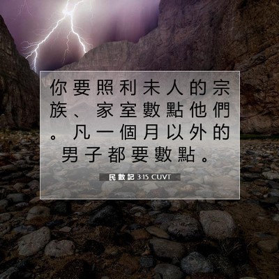 Picture 07 - 民 數 記 3:15 CUVT - 你 要 照 利 未 人 的 宗 族 、 家 室 - Bible Verse Picture