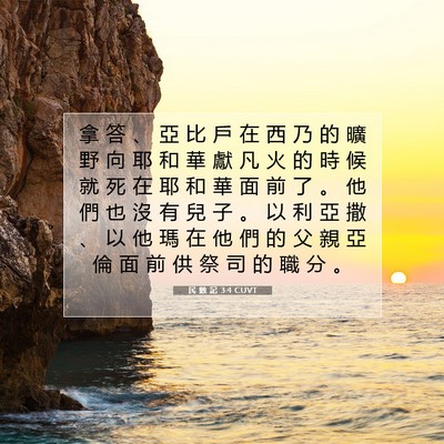 Picture 07 - 民 數 記 3:4 CUVT - 拿 答 、 亞 比 戶 在 西 乃 的 曠 野 - Bible Verse Picture