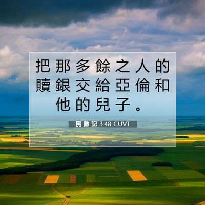 Picture 07 - 民 數 記 3:48 CUVT - 把 那 多 餘 之 人 的 贖 銀 交 給 亞 - Bible Verse Picture