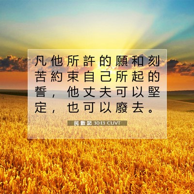 Picture 07 - 民 數 記 30:13 CUVT - 凡 他 所 許 的 願 和 刻 苦 約 束 自 - Bible Verse Picture