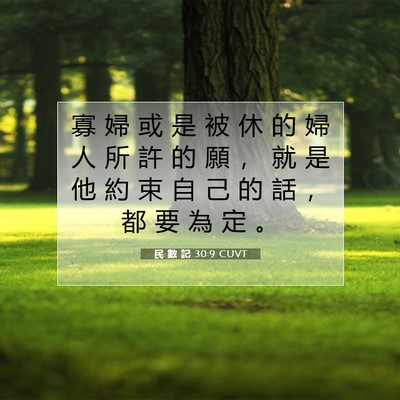 Picture 07 - 民 數 記 30:9 CUVT - 寡 婦 或 是 被 休 的 婦 人 所 許 的 - Bible Verse Picture