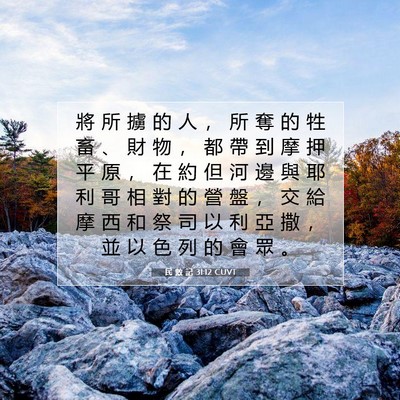 Picture 07 - 民 數 記 31:12 CUVT - 將 所 擄 的 人 ， 所 奪 的 牲 畜 、 - Bible Verse Picture