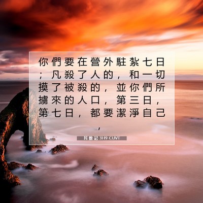 Picture 07 - 民 數 記 31:19 CUVT - 你 們 要 在 營 外 駐 紮 七 日 ； 凡 - Bible Verse Picture