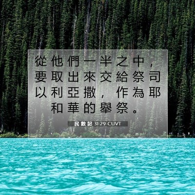 Picture 07 - 民 數 記 31:29 CUVT - 從 他 們 一 半 之 中 ， 要 取 出 來 - Bible Verse Picture
