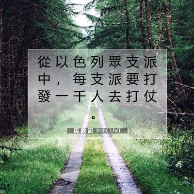 Picture 07 - 民 數 記 31:4 CUVT - 從 以 色 列 眾 支 派 中 ， 每 支 派 - Bible Verse Picture