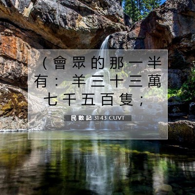 Picture 07 - 民 數 記 31:43 CUVT - （ 會 眾 的 那 一 半 有 ： 羊 三 十 - Bible Verse Picture