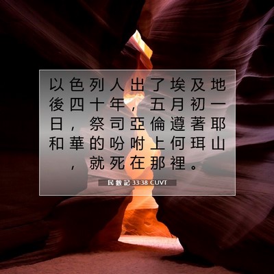 Picture 07 - 民 數 記 33:38 CUVT - 以 色 列 人 出 了 埃 及 地 後 四 十 - Bible Verse Picture