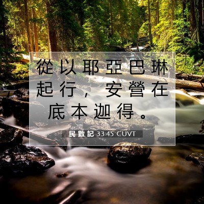 Picture 07 - 民 數 記 33:45 CUVT - 從 以 耶 亞 巴 琳 起 行 ， 安 營 在 - Bible Verse Picture