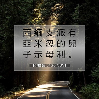 Picture 07 - 民 數 記 34:20 CUVT - 西 緬 支 派 有 亞 米 忽 的 兒 子 示 - Bible Verse Picture