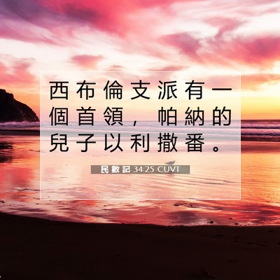 Picture 07 - 民 數 記 34:25 CUVT - 西 布 倫 支 派 有 一 個 首 領 ， 帕 - Bible Verse Picture