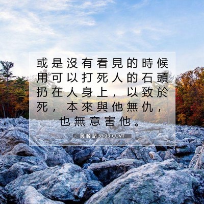 Picture 07 - 民 數 記 35:23 CUVT - 或 是 沒 有 看 見 的 時 候 用 可 以 - Bible Verse Picture