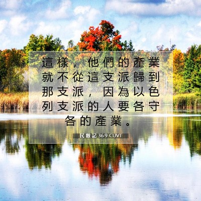 Picture 07 - 民 數 記 36:9 CUVT - 這 樣 ， 他 們 的 產 業 就 不 從 這 - Bible Verse Picture