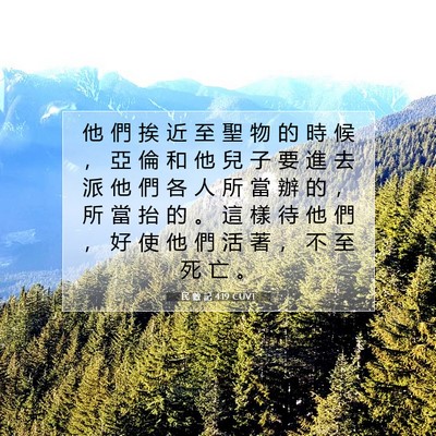 Picture 07 - 民 數 記 4:19 CUVT - 他 們 挨 近 至 聖 物 的 時 候 ， 亞 - Bible Verse Picture