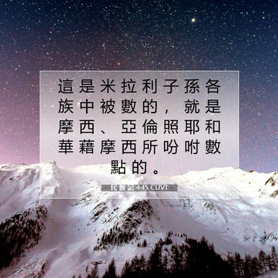 Picture 07 - 民 數 記 4:45 CUVT - 這 是 米 拉 利 子 孫 各 族 中 被 數 - Bible Verse Picture
