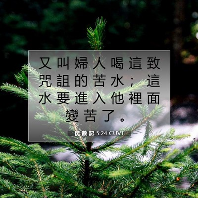 Picture 07 - 民 數 記 5:24 CUVT - 又 叫 婦 人 喝 這 致 咒 詛 的 苦 水 - Bible Verse Picture