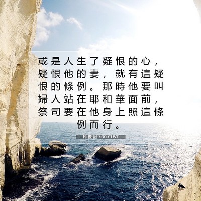 Picture 07 - 民 數 記 5:30 CUVT - 或 是 人 生 了 疑 恨 的 心 ， 疑 恨 - Bible Verse Picture