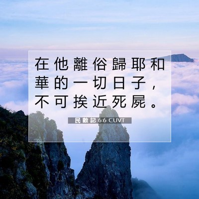 Picture 07 - 民 數 記 6:6 CUVT - 在 他 離 俗 歸 耶 和 華 的 一 切 日 - Bible Verse Picture