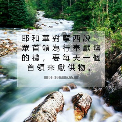 Picture 07 - 民 數 記 7:11 CUVT - 耶 和 華 對 摩 西 說 ： 眾 首 領 為 - Bible Verse Picture