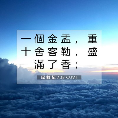 Picture 07 - 民 數 記 7:38 CUVT - 一 個 金 盂 ， 重 十 舍 客 勒 ， 盛 - Bible Verse Picture