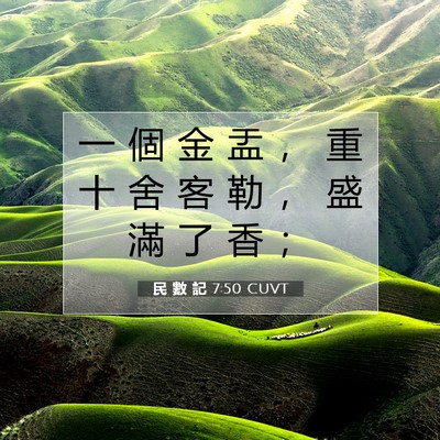 Picture 07 - 民 數 記 7:50 CUVT - 一 個 金 盂 ， 重 十 舍 客 勒 ， 盛 - Bible Verse Picture