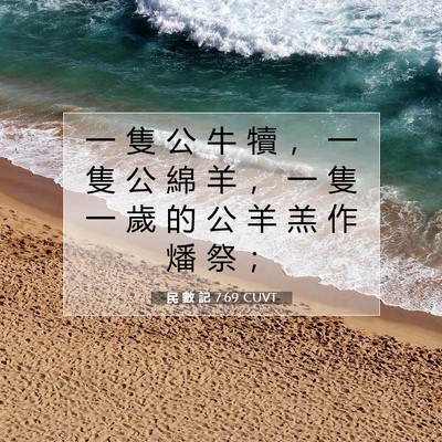 Picture 07 - 民 數 記 7:69 CUVT - 一 隻 公 牛 犢 ， 一 隻 公 綿 羊 ， - Bible Verse Picture