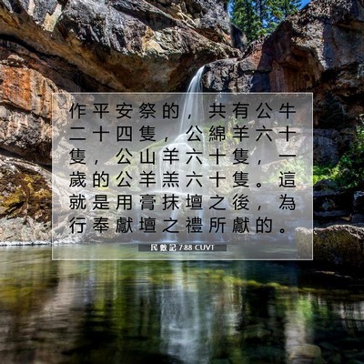 Picture 07 - 民 數 記 7:88 CUVT - 作 平 安 祭 的 ， 共 有 公 牛 二 十 - Bible Verse Picture