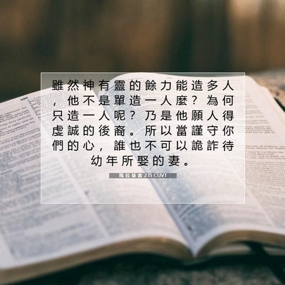 Picture 07 - 瑪 拉 基 書 2:15 CUVT - 雖 然 神 有 靈 的 餘 力 能 造 多 人 - Bible Verse Picture