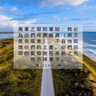 Picture 07 - 瑪 拉 基 書 3:11 CUVT - 萬 軍 之 耶 和 華 說 ： 我 必 為 你 - Bible Verse Picture