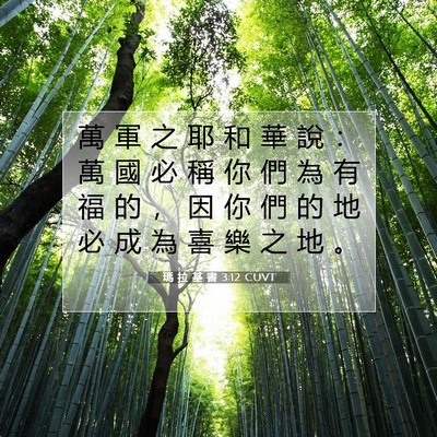Picture 07 - 瑪 拉 基 書 3:12 CUVT - 萬 軍 之 耶 和 華 說 ： 萬 國 必 稱 - Bible Verse Picture