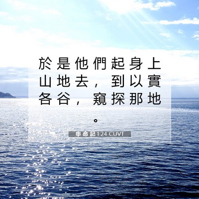 Picture 07 - 申 命 記 1:24 CUVT - 於 是 他 們 起 身 上 山 地 去 ， 到 - Bible Verse Picture