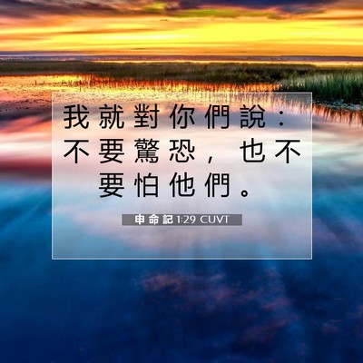 Picture 07 - 申 命 記 1:29 CUVT - 我 就 對 你 們 說 ： 不 要 驚 恐 ， - Bible Verse Picture
