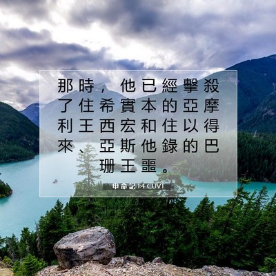 Picture 07 - 申 命 記 1:4 CUVT - 那 時 ， 他 已 經 擊 殺 了 住 希 實 - Bible Verse Picture