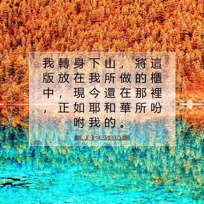 Picture 07 - 申 命 記 10:5 CUVT - 我 轉 身 下 山 ， 將 這 版 放 在 我 - Bible Verse Picture