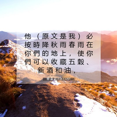 Picture 07 - 申 命 記 11:14 CUVT - 他 （ 原 文 是 我 ） 必 按 時 降 秋 - Bible Verse Picture