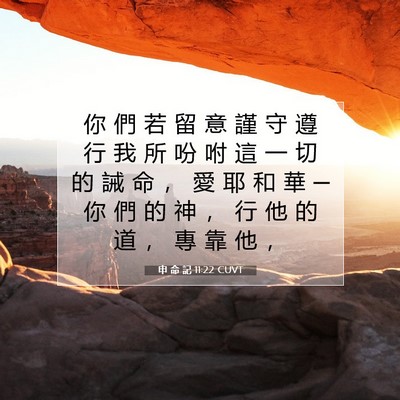 Picture 07 - 申 命 記 11:22 CUVT - 你 們 若 留 意 謹 守 遵 行 我 所 吩 - Bible Verse Picture