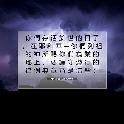Picture 07 - 申 命 記 12:1 CUVT - 你 們 存 活 於 世 的 日 子 ， 在 耶 - Bible Verse Picture