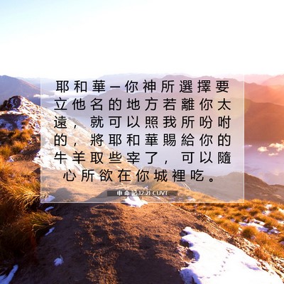 Picture 07 - 申 命 記 12:21 CUVT - 耶 和 華 ─ 你 神 所 選 擇 要 立 他 - Bible Verse Picture