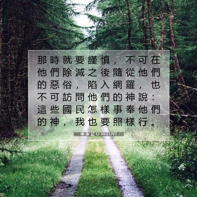 Picture 07 - 申 命 記 12:30 CUVT - 那 時 就 要 謹 慎 ， 不 可 在 他 們 - Bible Verse Picture