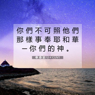 Picture 07 - 申 命 記 12:4 CUVT - 你 們 不 可 照 他 們 那 樣 事 奉 耶 - Bible Verse Picture