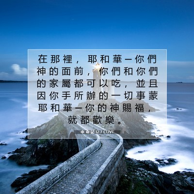 Picture 07 - 申 命 記 12:7 CUVT - 在 那 裡 ， 耶 和 華 ─ 你 們 神 的 - Bible Verse Picture