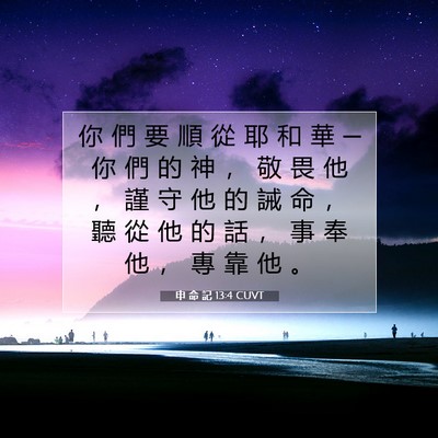Picture 07 - 申 命 記 13:4 CUVT - 你 們 要 順 從 耶 和 華 ─ 你 們 的 - Bible Verse Picture