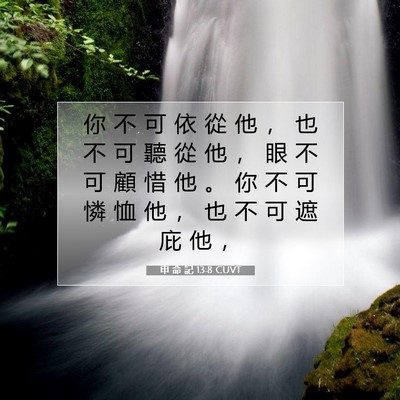 Picture 07 - 申 命 記 13:8 CUVT - 你 不 可 依 從 他 ， 也 不 可 聽 從 - Bible Verse Picture
