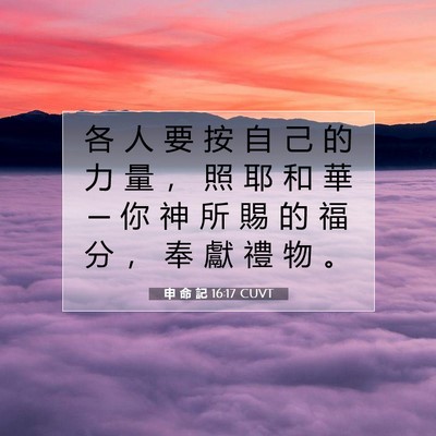 Picture 07 - 申 命 記 16:17 CUVT - 各 人 要 按 自 己 的 力 量 ， 照 耶 - Bible Verse Picture
