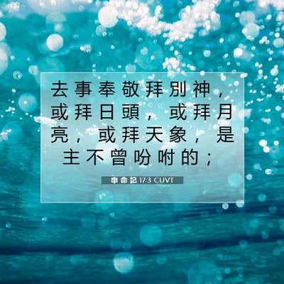 Picture 07 - 申 命 記 17:3 CUVT - 去 事 奉 敬 拜 別 神 ， 或 拜 日 頭 - Bible Verse Picture